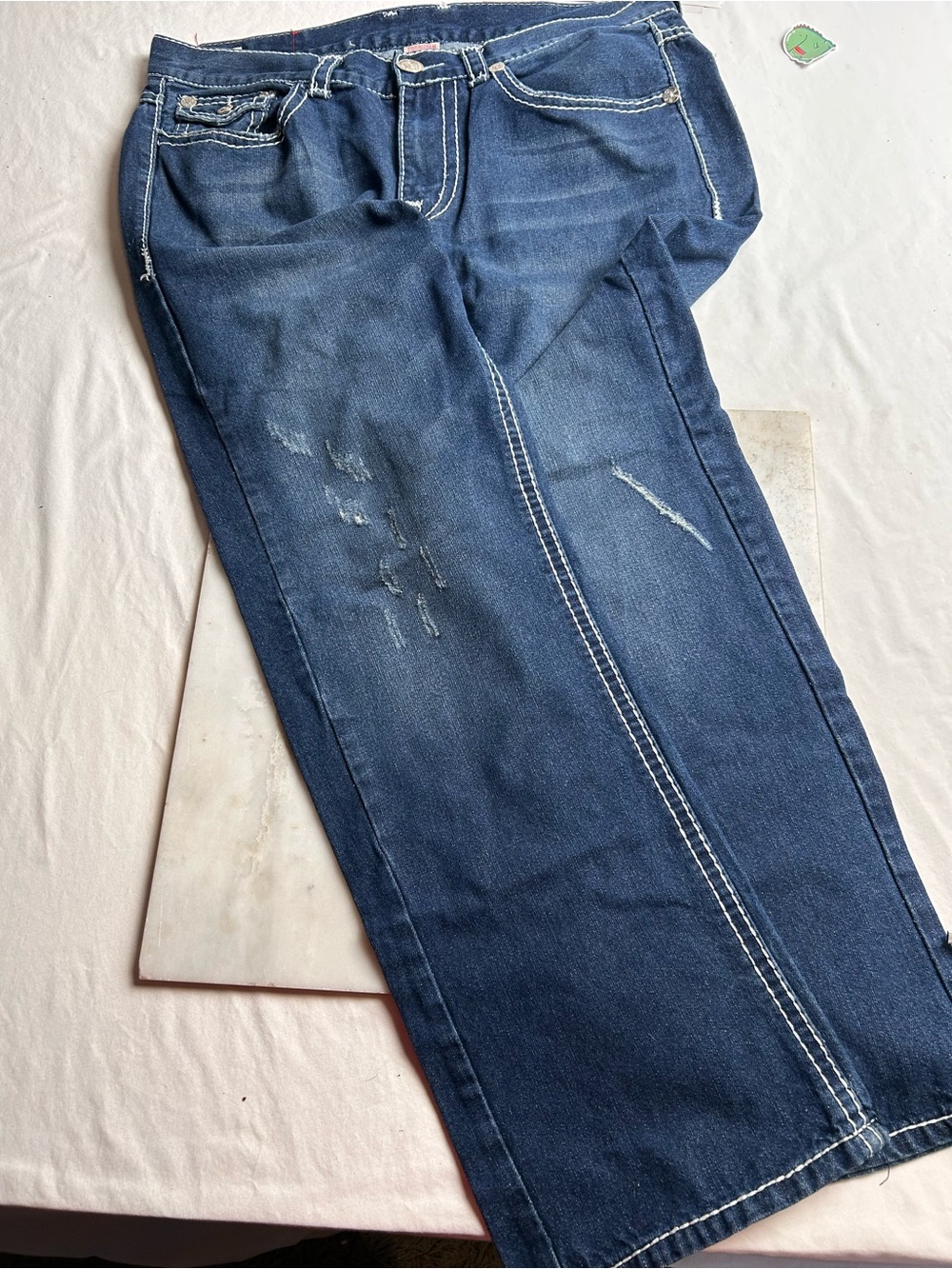 True Religion Classic Men's Dark Blue Jeans with Contrast Stitching 40/32 🇺🇸 USA